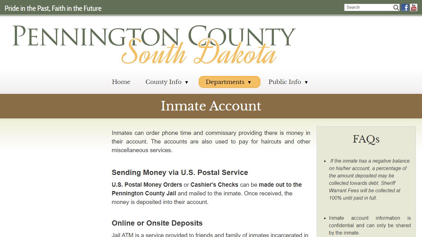 Inmate Account - Pennington County, South Dakota