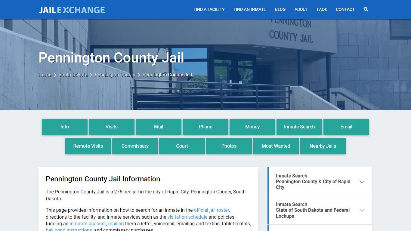 Pennington County Jail, SD Inmate Search, Information